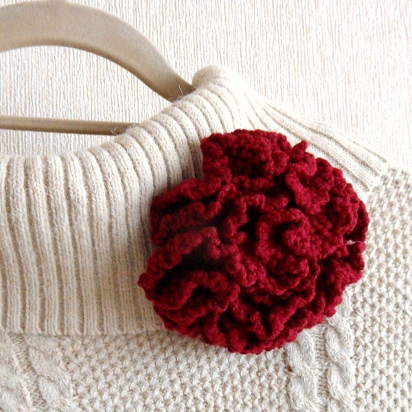 Crochet Brooch - Corsage Brooch - Carnation Flower