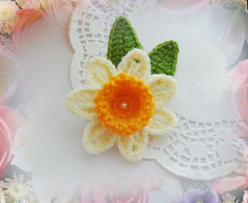 Crochet Daffodil Brooch Daffodil Flower Yellow Daffodil Etsy UK
