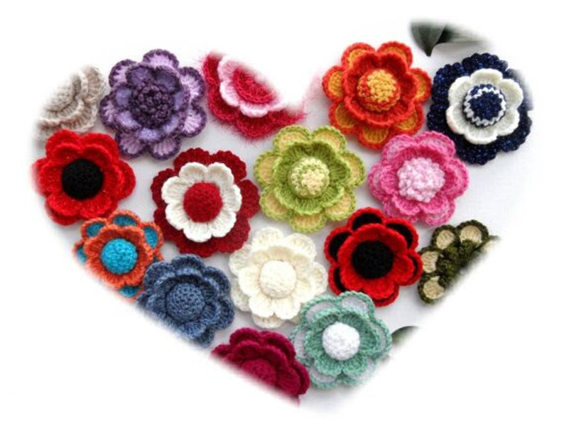 Crochet Flower Applique Corsage Brooch Any Colour Made to Order image 1