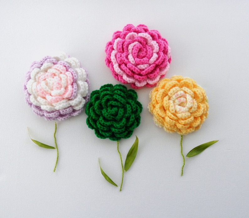 Crochet Brooch Corsage Applique Rose Brooch Any Color Made to Order image 1