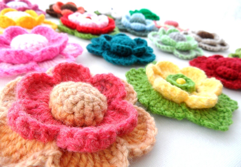 Crochet Flower Applique Corsage Brooch Any Colour Made to Order image 4