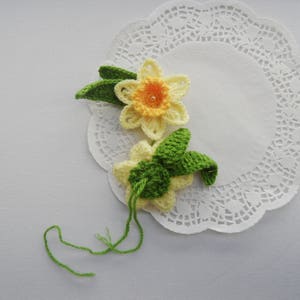 Crochet Applique Daffodil Flowers Crochet Daffodil Crochet Daffodil Brooch Made to Order image 3