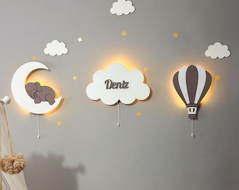 Letrero de madera personalizado con nombre / Decoración de pared para habitación infantil, guardería, decoración iluminada para habitación de bebé