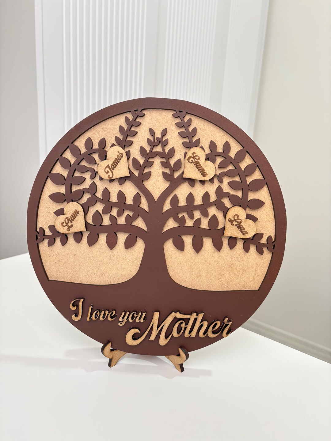 Personalized Wooden Family Tree Sign – Custom Names, Rustic Home Decor ...