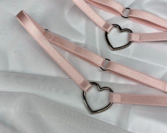 Ligas ajustables para muslos con dije de corazón de metal – Conjunto de accesorios de lencería