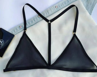 Schiere Bralette, transparente Dessous, Bralette und Panty-Set, Mesh-Höschen, Dessous durchsichtig, durchsichtig Unterwäsche, durchsichtige BHs, Geschenk für sie