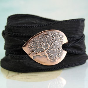 Tree-of-Life Silk Wrap bracelet Copper Tree of Life  Copper Jewellery Gift