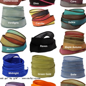 Silk Ribbon Wrap - Extra Colours for Bracelet - Hand Dyed Crinkle Wrist Wrap Ribbons