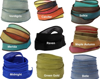 Silk Ribbon Wrap - Extra Colours for Bracelet - Hand Dyed Crinkle Wrist Wrap Ribbons