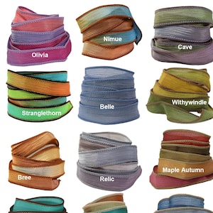 Silk Ribbon Wrap - Extra Colours for Bracelet - Hand Dyed Crinkle Wrist Wrap Ribbons