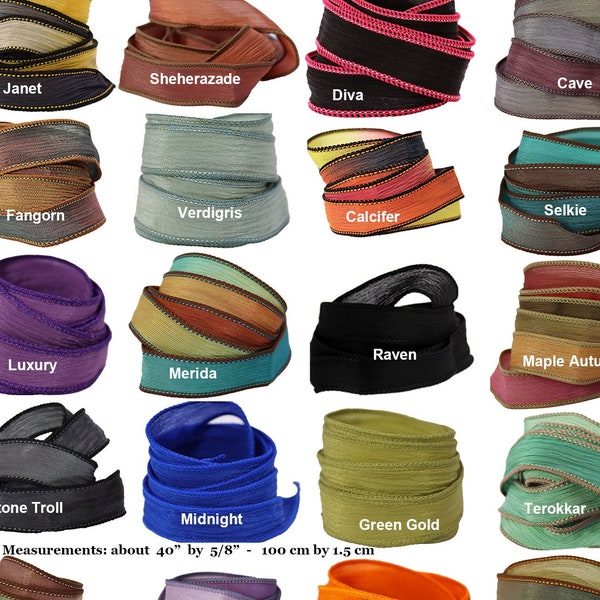 Wickelband aus Seide – Zusätzliche Farben für Armbänder – Handgefärbte Crinkle-Handgelenkwickelbänder
