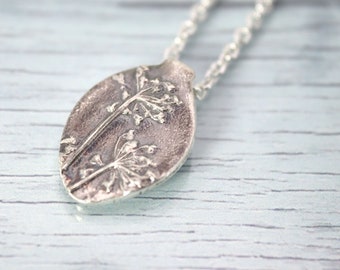 Silver Wildflower Necklace - Queen Annes Lace Flower Jewelry Sterling  Nature dainty