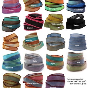 Silk Ribbon Wrap - Extra Colours for Bracelet - Hand Dyed Crinkle Wrist Wrap Ribbons