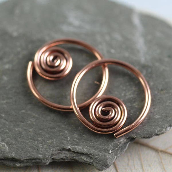 Copper Sleeper Hoops Copper Earrings with Celtic Spiral Detail  Spiral Earrings  Spiral Hoops  Copper Hoop