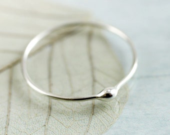 Silver Stacking Ring - Single Bud Ring in Argentium Sterling Silver | Drop Ring Stacking Rings | Minimalist Dot Ring