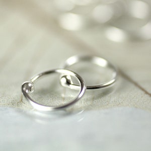 Silver Sleeper Hoop Earrings 11 mm  Sterling Sleepers Small Argentium Silver Sleeper Hoops