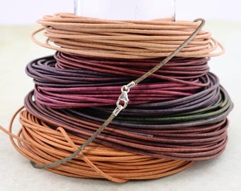 1.5mm Leather Necklace Cord with Sterling Silver Clasp & Ends