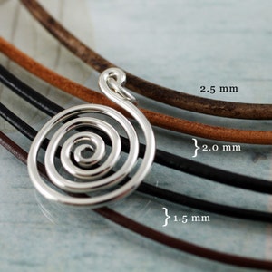 Leather Necklace 2.5 mm Sterling Silver Caps Round Leather Cord Necklace Silver Clasp Closure image 4