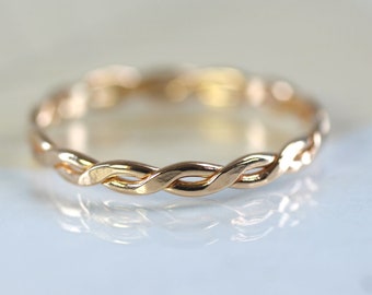 Gold Fill Twist Ring  Twisted  1 mm Wire Dainty Rings Rope Ring | Minimalist Ring