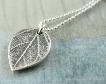 Silver Leaf Necklace - Woodland Jewelry for Her