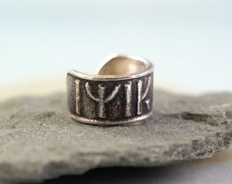 Sterling Silver Dwarf Runes Ear Cuff, Come Back to Me