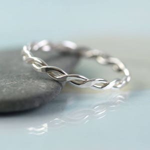 Twisted Silver Ring 1 mm Wire  Dainty Rings Silver Twist Rope Ring | Minimalist Ring