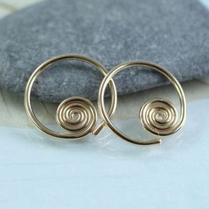 Spiral Sleeper Hoops - Celtic Earrings - 14k Gold Fill - 12 mm Diameter | Gold Spiral Earrings | Gold Sleepers