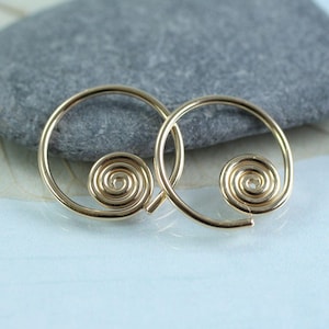 Spiral Creolen - Keltische Ohrringe - 14k Gold Fill - 12 mm Durchmesser | Gold Spirale Ohrringe | Gold Schwellen
