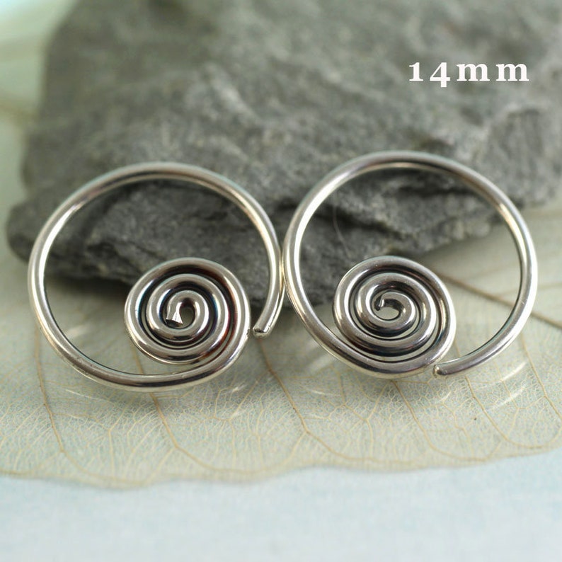 Silver Sleeper Hoops with Celtic Spiral Sideways Earrings Spiral Hoops image 10