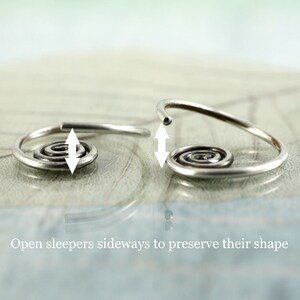 Silver Sleeper Hoops with Celtic Spiral Sideways Earrings Spiral Hoops image 4