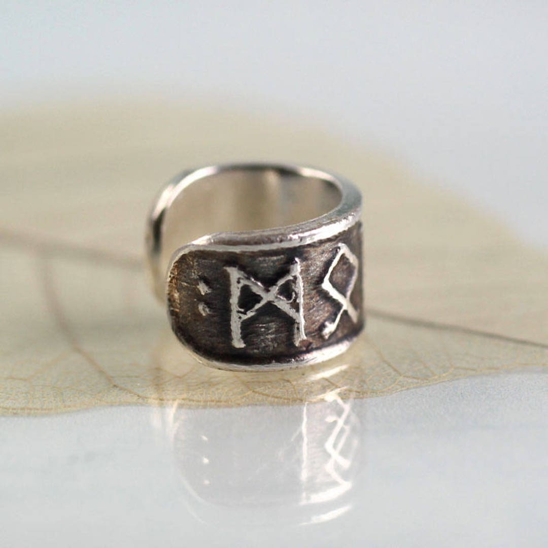 Silver Ear Cuff With Custom Viking Runes Choose 5 Runes for Your