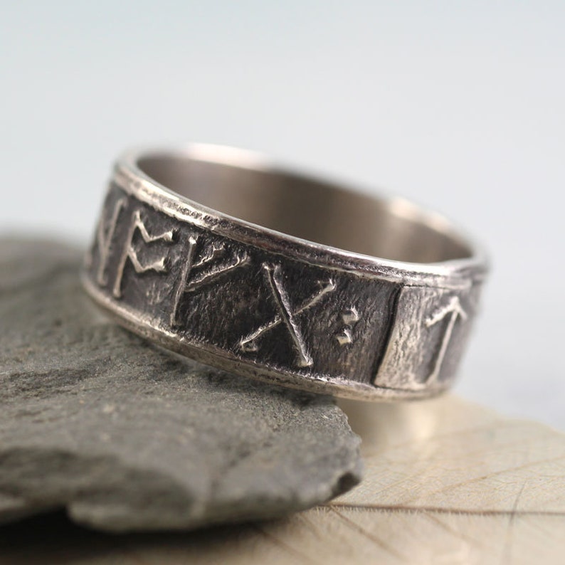 Viking Rune Ring Sterling Silver Band Personalized Custom
