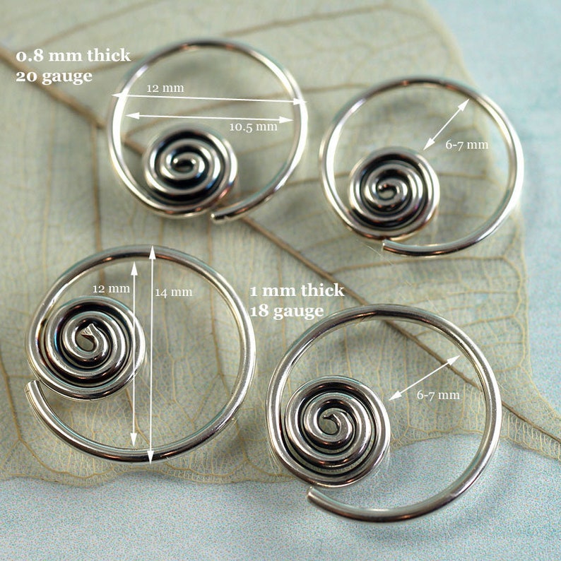 Silver Sleeper Hoops with Celtic Spiral Sideways Earrings Spiral Hoops image 6