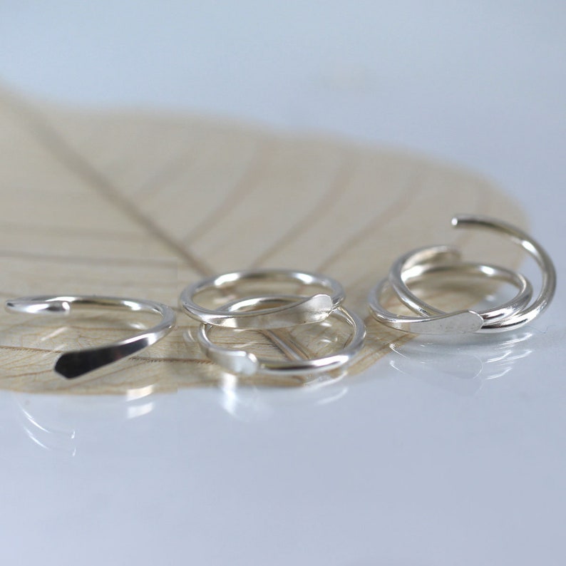 Silver Sleeper Hoop Earrings 11 mm Overlap Hoops image 2