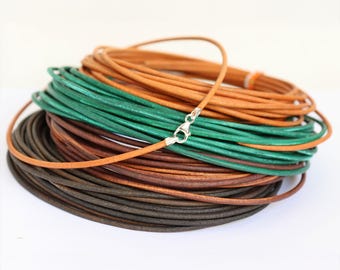 Leather Cord Necklace: 2.5mm Round, Sterling Silver Clasp & Ends