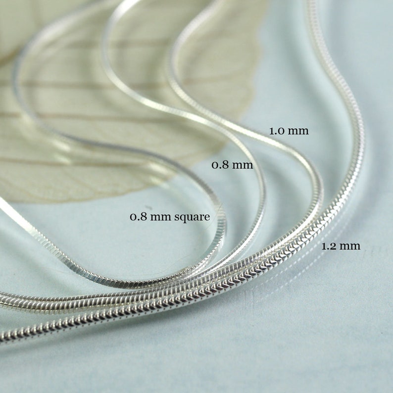 Silver Snake Chain Choose Thickness and Length 16 or 18 Sterling Silver image 2