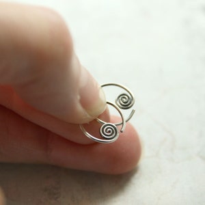 Silver Sleeper Hoops with Celtic Spiral Sideways Earrings Spiral Hoops image 8