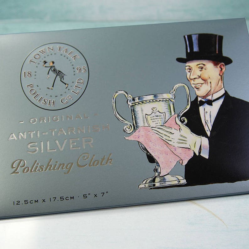 Silver Polishing Cloth Town Talk Anti-Tarnish Soft Cotton Jewellery Care Silver Cleaner