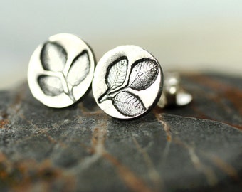 Silver Leaf Earrings Forest Jewellery  Leaf Jewellery Oxidized Sterling Silver Earring Studs