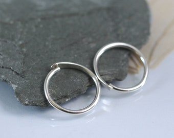 Silver Sleeper Hoop Earrings 11 mm  Overlap Hoops