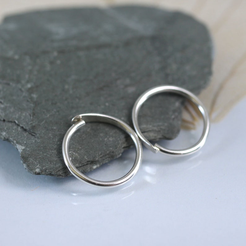 Silver Sleeper Hoop Earrings 11 mm Overlap Hoops image 1