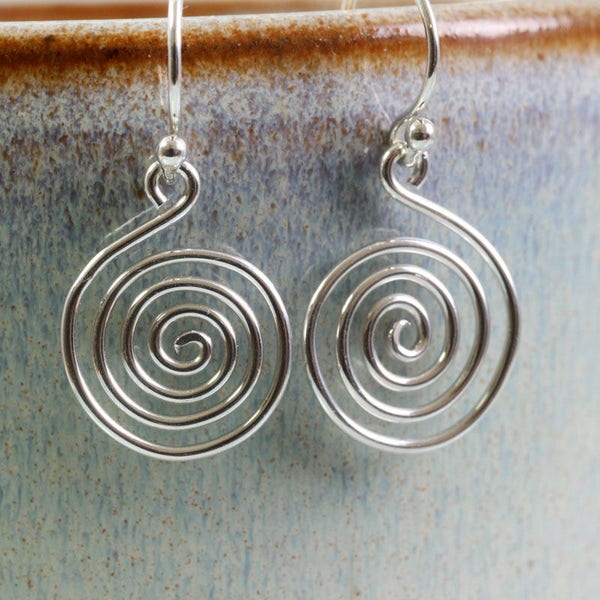 Celtic Spiral Earrings in Sterling Silver