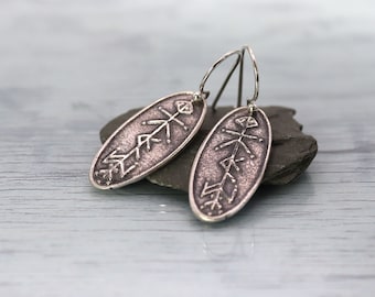 Silver Rune Earrings - Witch pictogram made of Viking Runes