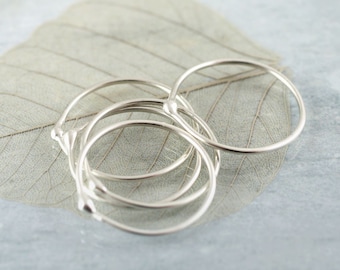 Stacking Ring Set - Silver Stacking Rings - Elegant Set of 5 | Stackable Rings Argentium Sterling | Silver Drop Ring