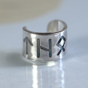 Engraved Viking Runes Silver Ear Cuff  Choose 5 Runes for your Personalized Custom Rune Cuff  Ear Wrap Earring