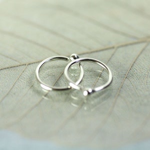 Schläfer Creolen 10mm Silber Ohrringe Sterling Schwellen in Paaren Schlichte Creolen Sterling Creolen Helix Piercing