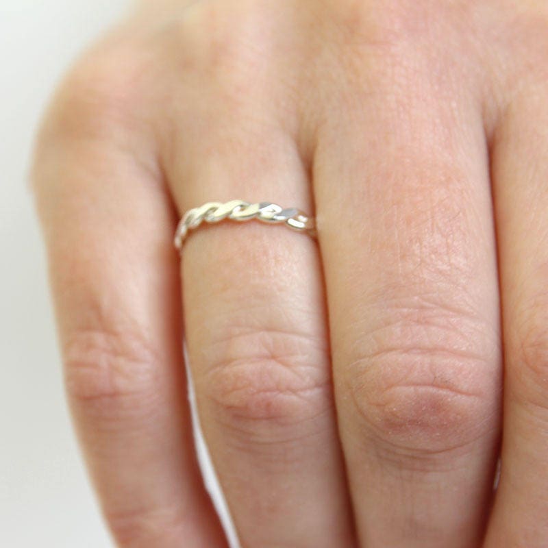 Silver Twist Ring - Sterling 1.2mm Wire Stacking Twisted Rope Ring - Etsy