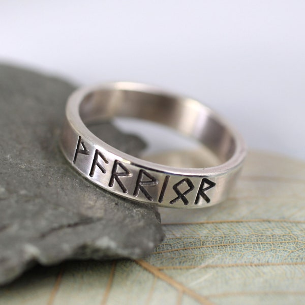 Silver Rune Ring 4 mm Wide Sterling Band Choose Your Runes Custom Personalised Viking Gift