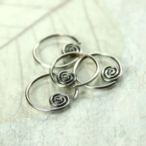 Silver Sleeper Hoops with Celtic Spiral Sideways Earrings Spiral Hoops image 7