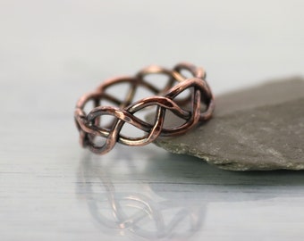 Copper Braid Ring - Celtic Ring 6mm - 3 Strand - Unisex - Gift for Men